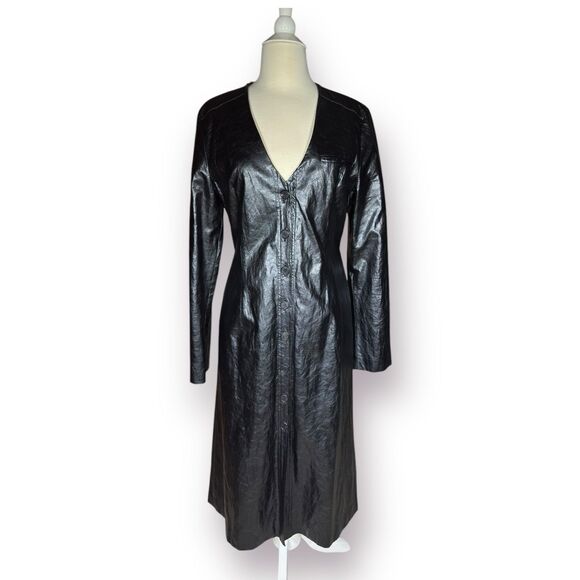 Leuni Backless Vegan Leather‎ Black Dress Gothcore Size Medium